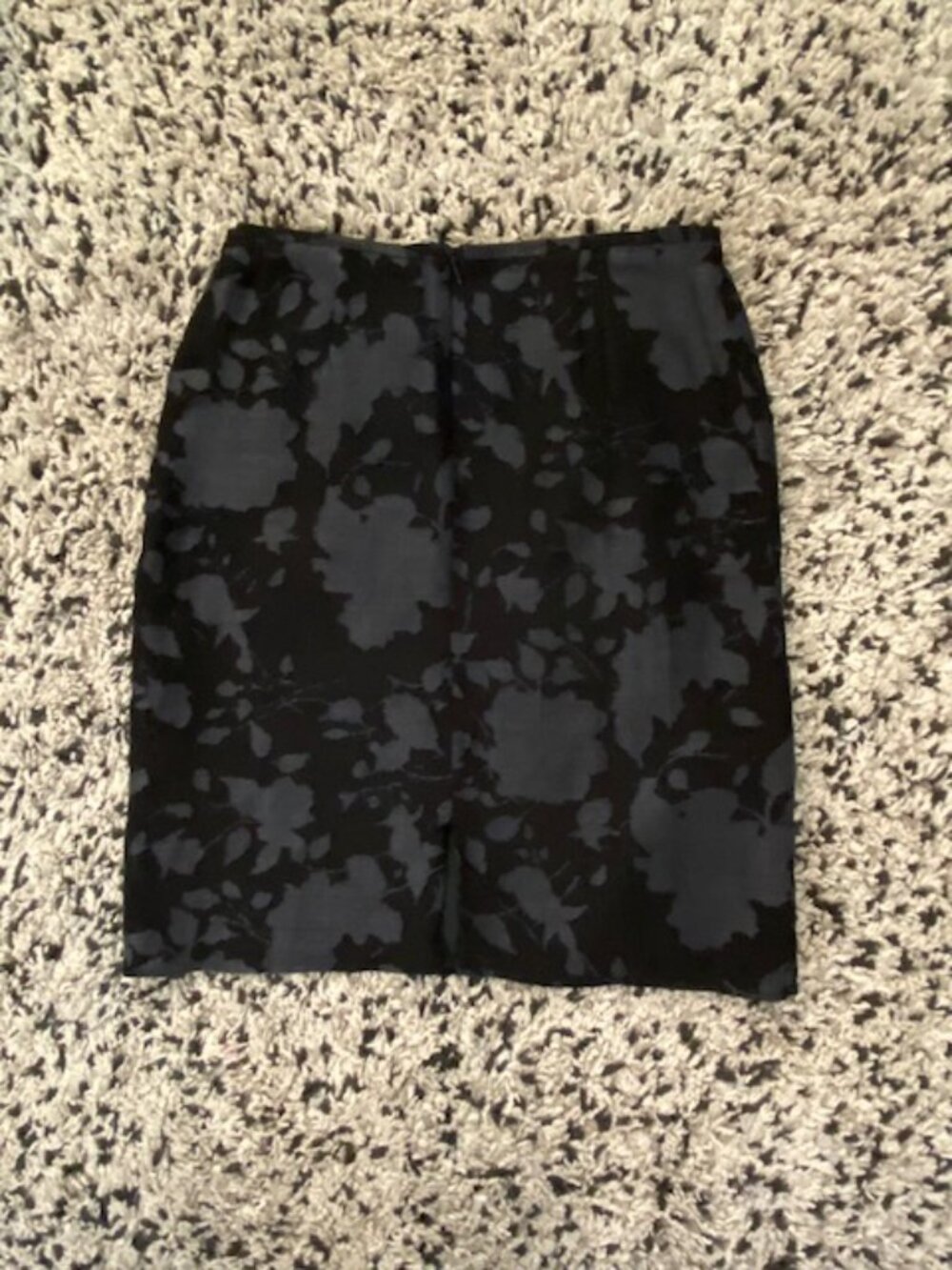 VTG Valentino Miss V Silk/ Linen Pencil Skirt Floral Jaquard overlay Black 10 - Picture 8 of 16
